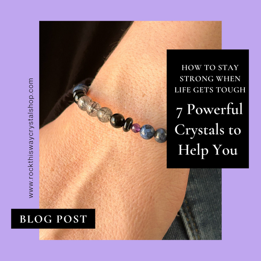 Picture of Joy Bracelet with Joy Crystals with the Title: The Power of Joy--7 Crystals that can help you stay positive. 