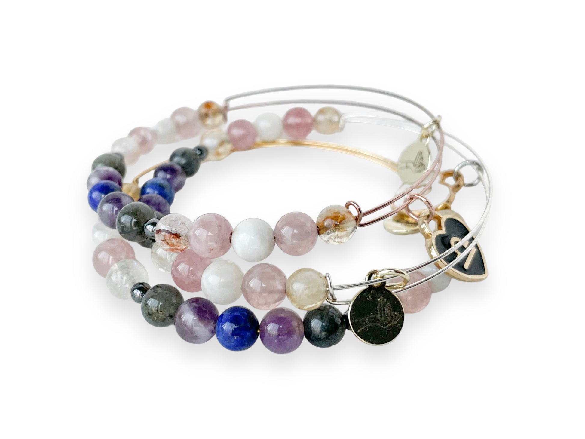 Stack of Libra Bracelets, illustrating the blend for sociability.