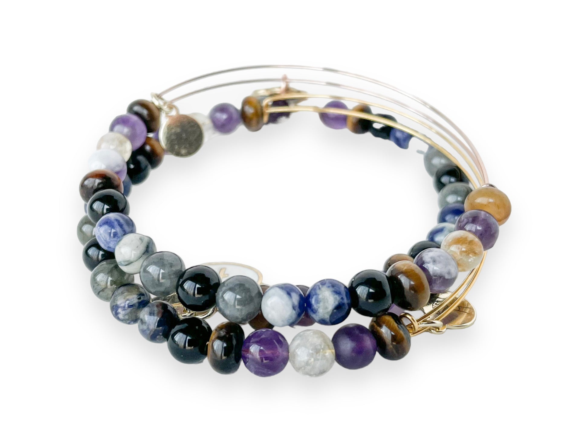 Unique Sagittarius Bracelet with Onyx and Sodalite for courage.