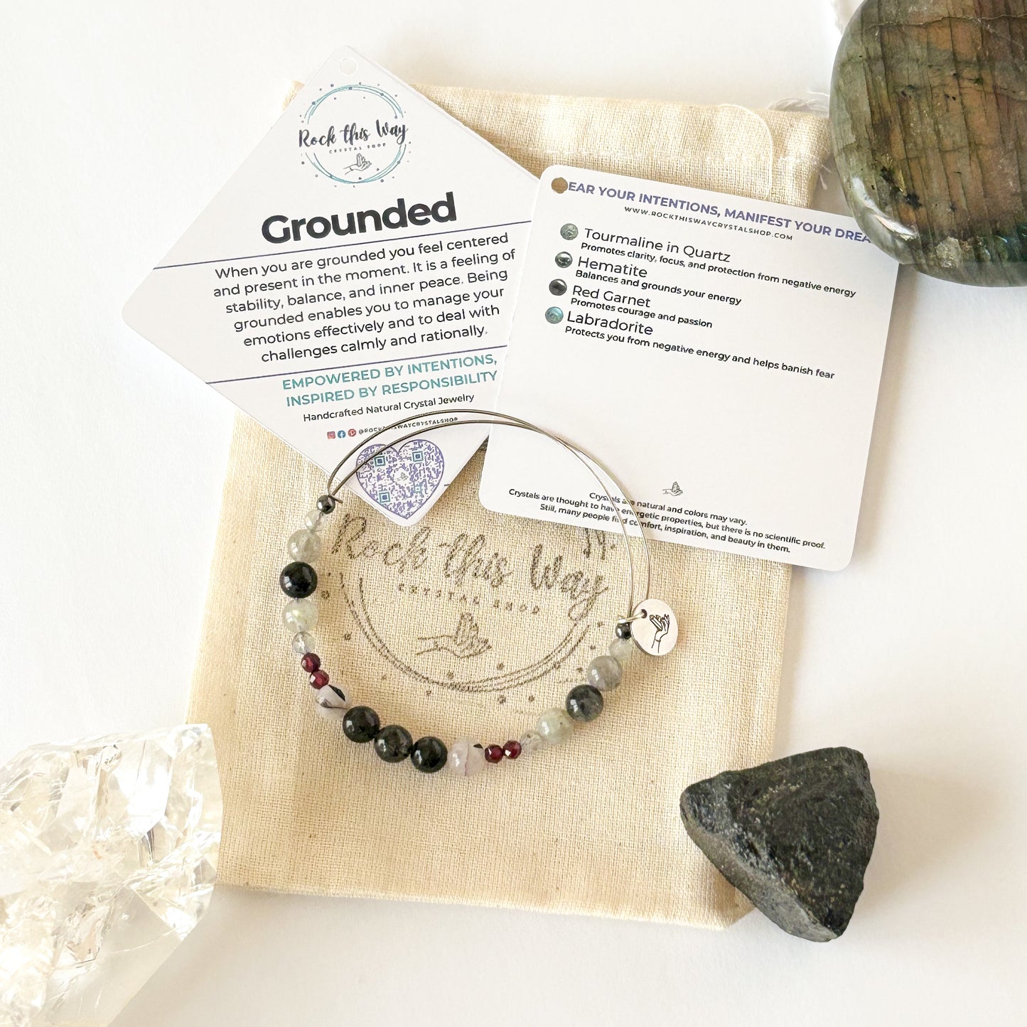 Empowering crystal bracelet with high-quality gemstones for grounding