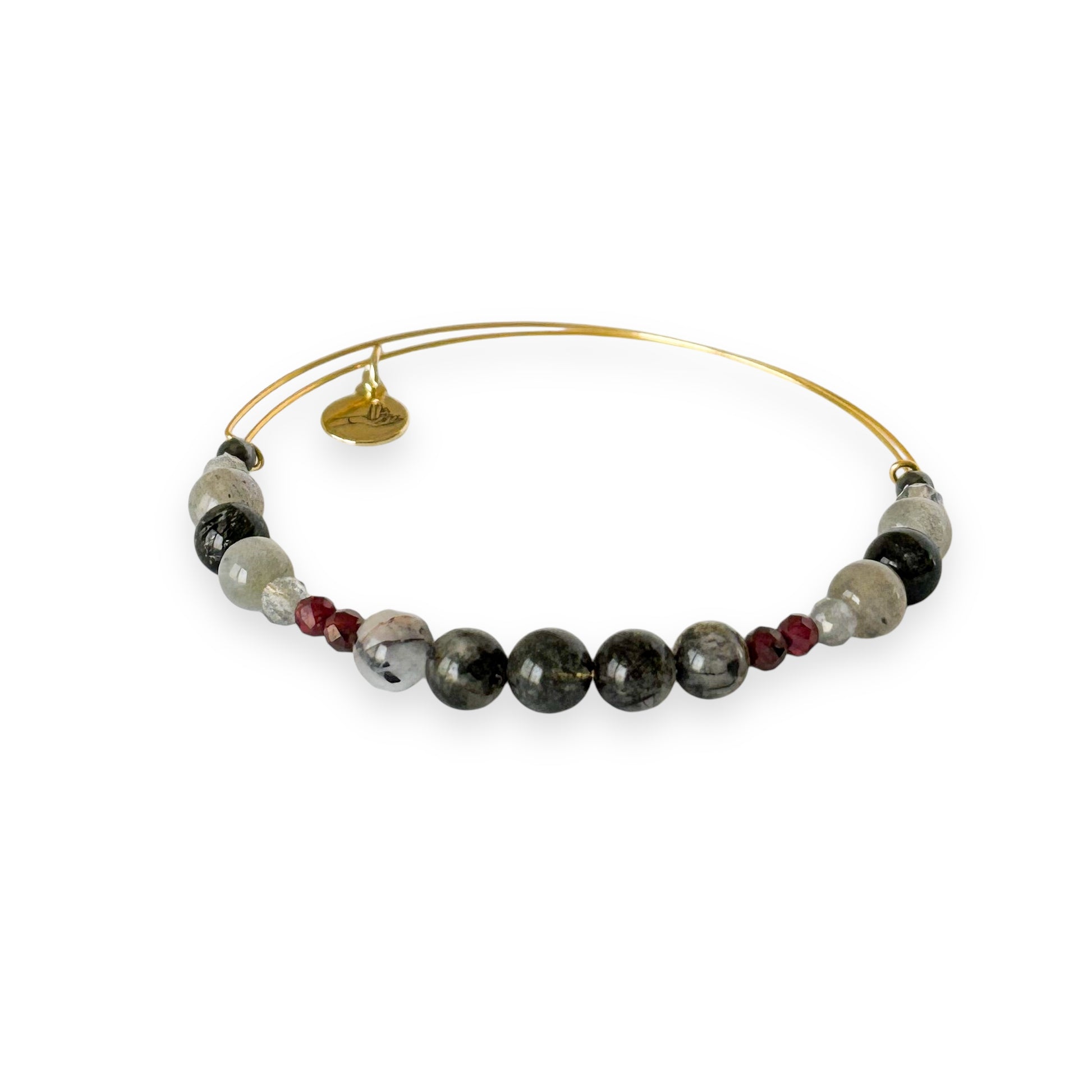 Handcrafted bracelet featuring Red Garnet and Labradorite