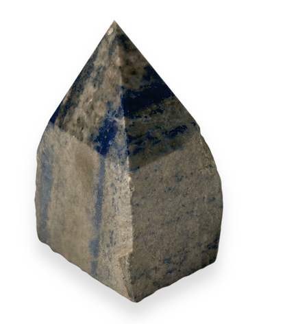 Lapis Lazuli top polished point crystal used as stylish home décor, adding beauty and promoting emotional balance.