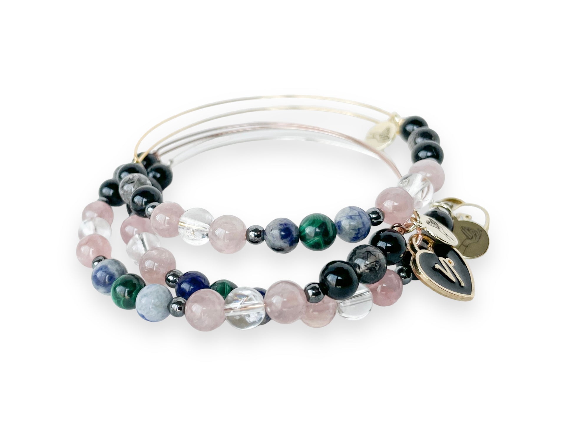 Stylish Capricorn Bracelet featuring Rose Quartz and Clear Quartz.