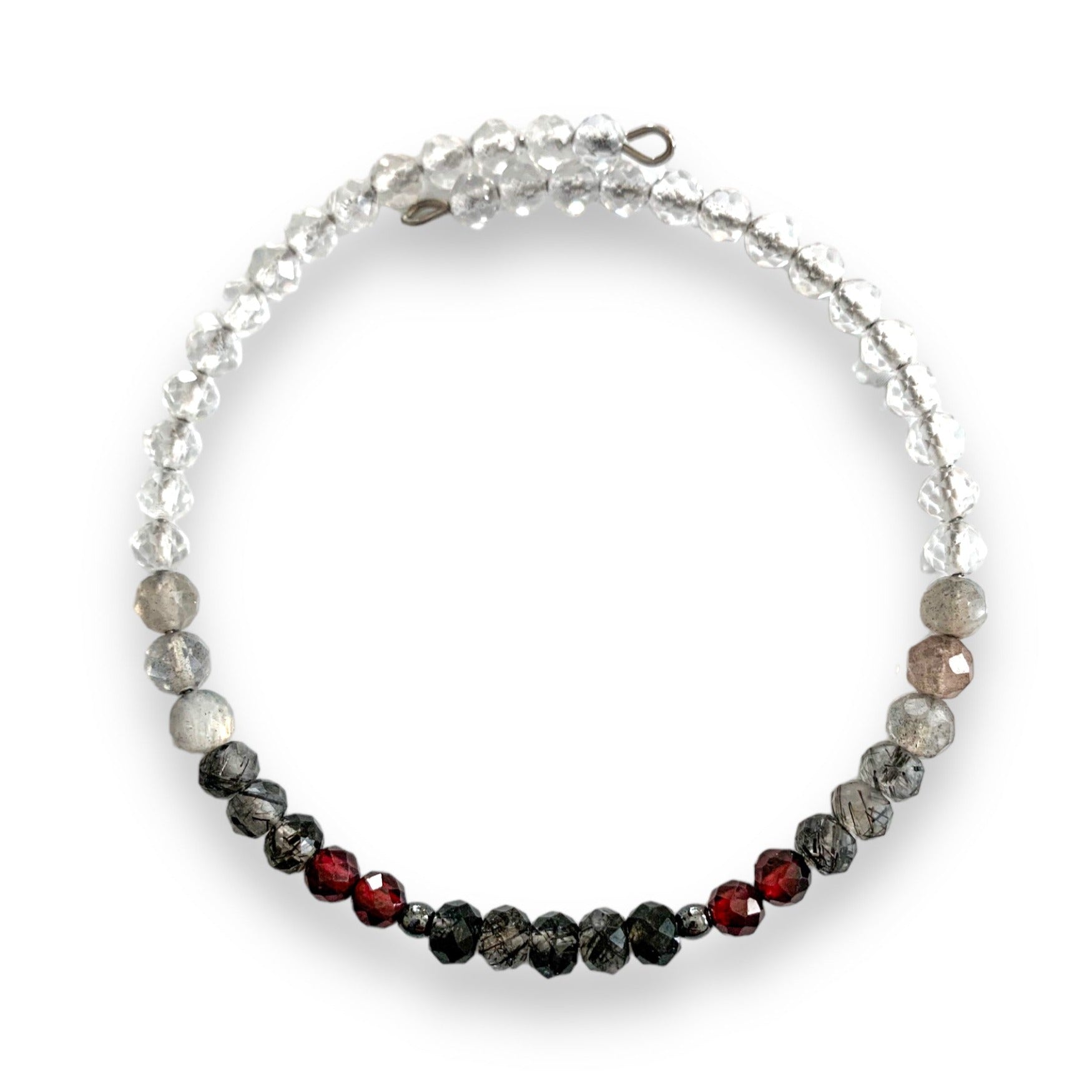 Hematite and Red Garnet wrap bracelet