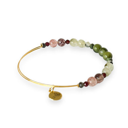 Nephrite Jade and Red Garnet Bangle for Perseverance