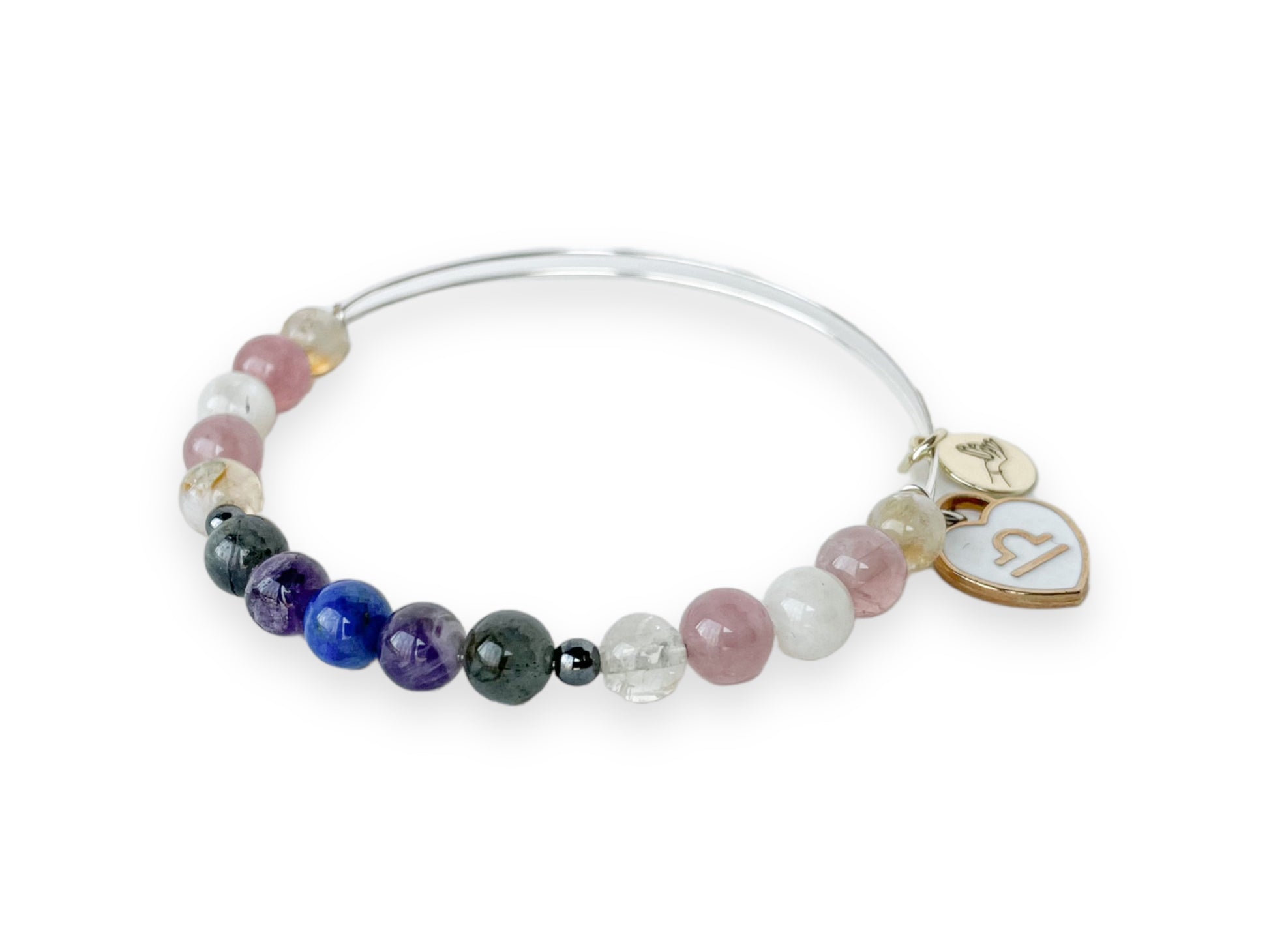 Detailed texture of Libra Bracelet's crystals, aimed at promoting balance.