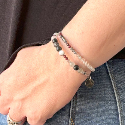 Red Garnet and Labradorite wrap bracelet