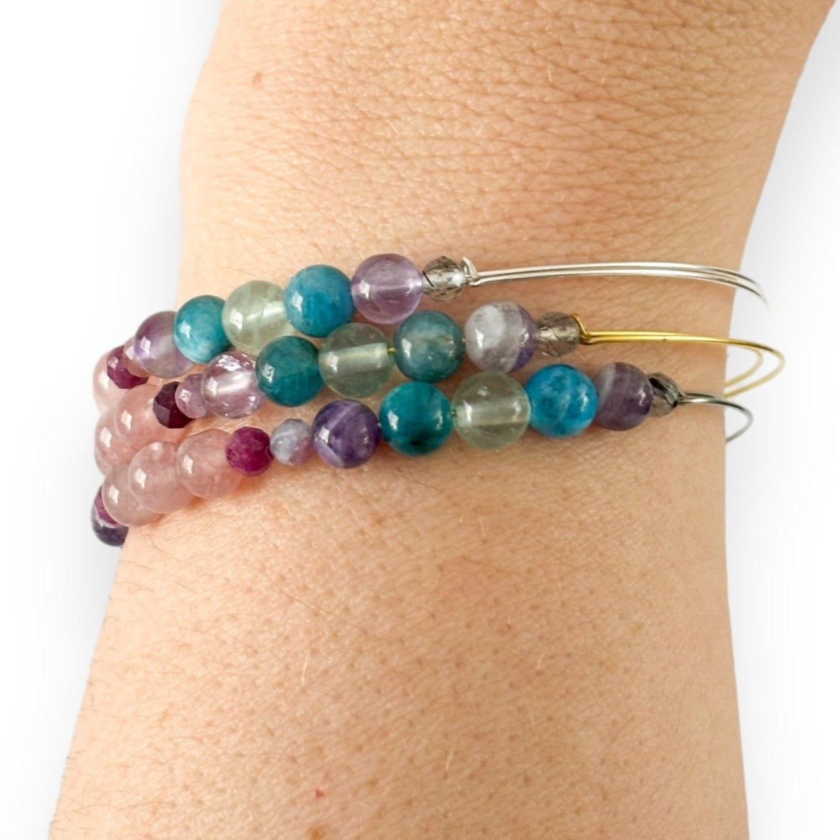Person meditating while wearing Serenity Wrap Bracelet