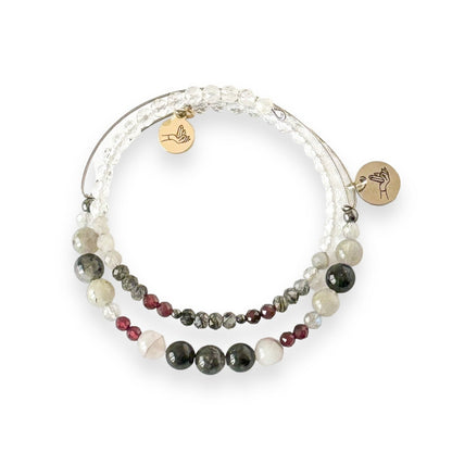 Grounded Natural Bracelet with Hematite and Red Garnet