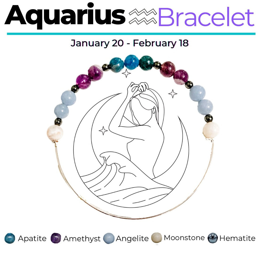 Aquarius Bracelet with Amethyst and Hematite beads.