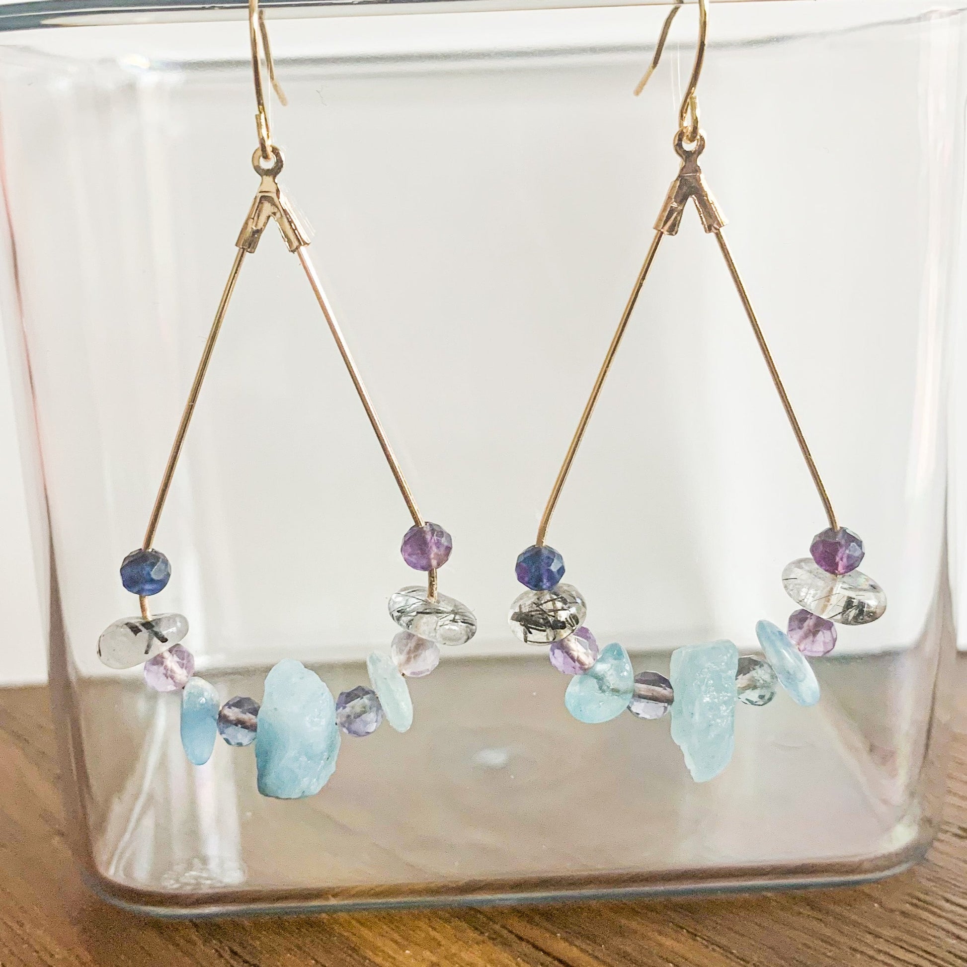 Unique earrings with Fluorite gemstones